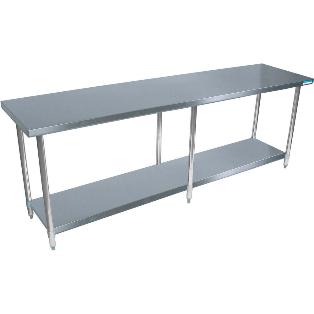 Picture of BK Resources B0899571 96 x 30 in. Undershelf 18 Gauge 430 Stainless Steel Table&#44; Silver