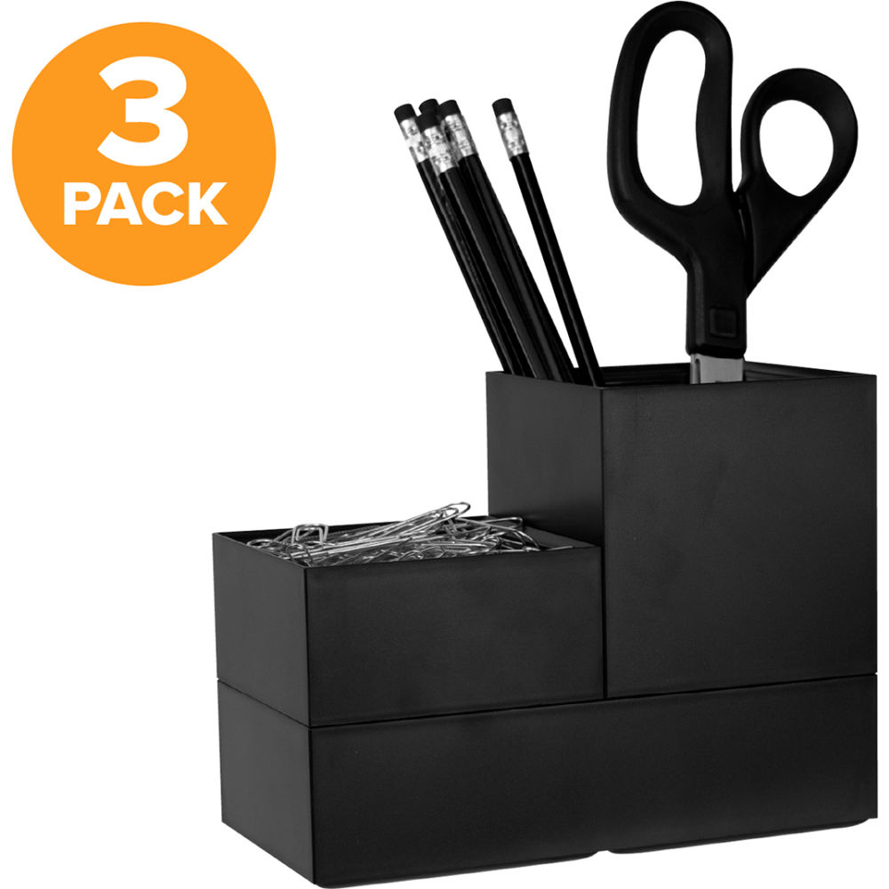 B3085690 Bostitch Office Konnec Stackable Storage Cups, Black - Pack of 3