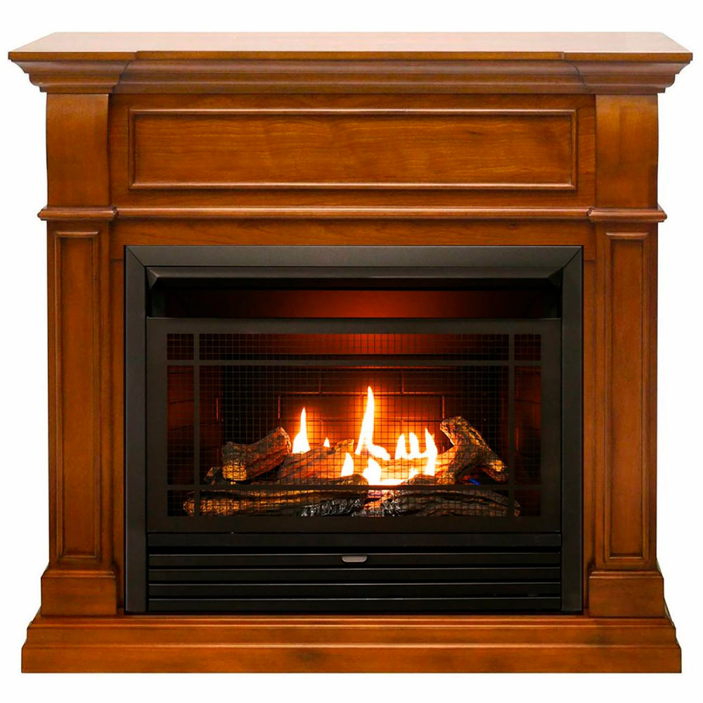 Picture of Bluegrass Living B3082820 Duluth Forge Dual Fuel Ventless Gas Fireplace with Mantel 26000 BTU T-Stat Apple Spice DFS-300T-4AS
