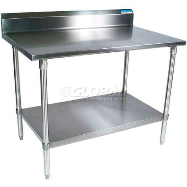 B899516 60 x 24 in. Undershelf 5 in. Backsplash 18 Gauge 430 Stainless Steel Table, Silver