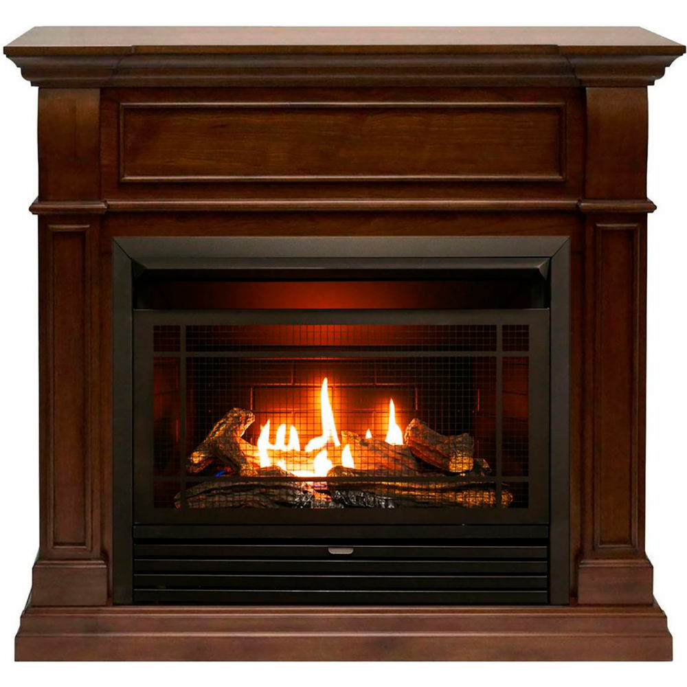 Picture of Bluegrass Living B3082859 Duluth Forge Dual Fuel Ventless Gas Fireplace with Mantel 26000 BTU Remote Control Walnut