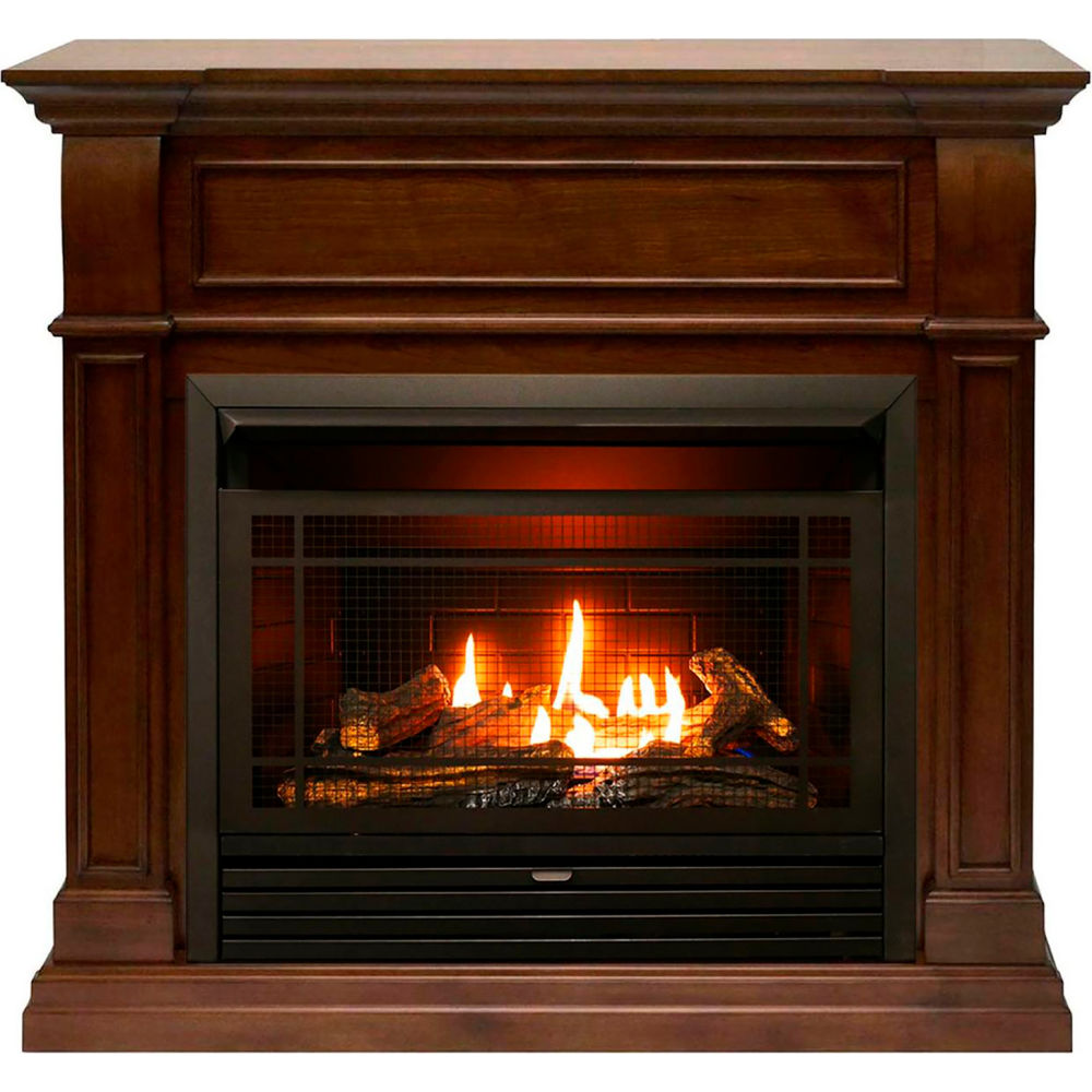 Picture of Bluegrass Living B3082866 Duluth Forge Dual Fuel Ventless Gas Fireplace with Mantel 26000 BTU T-Stat Control Walnut