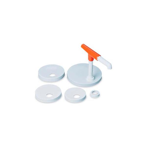 B378403 San Jamar Mega Pump & Kit - 1 Pump & 5 Caps, White