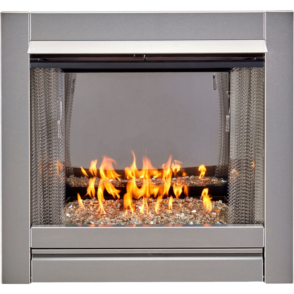 Picture of Bluegrass Living B3082913 Duluth Forge Ventless Stainless Gas Fireplace with Insert Crystal Glass Media 24000 BTU Manual Control
