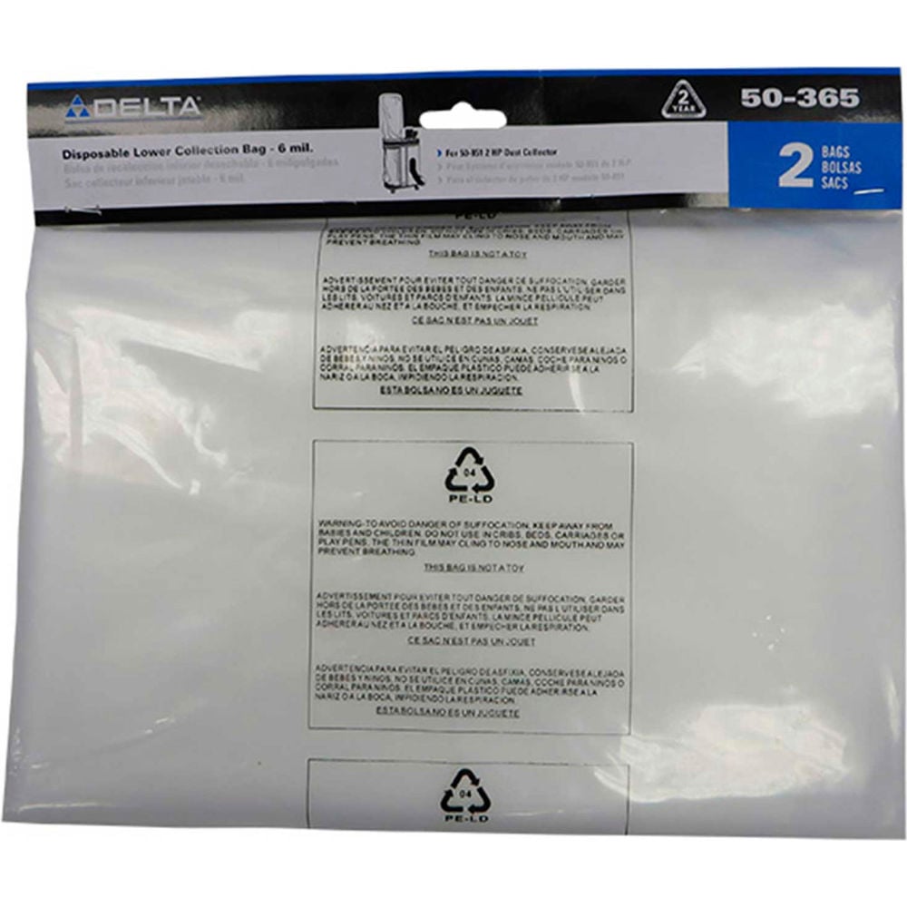 B2115792 Delta 50-365 Plastic Bag for 50-851 Dust Collectors