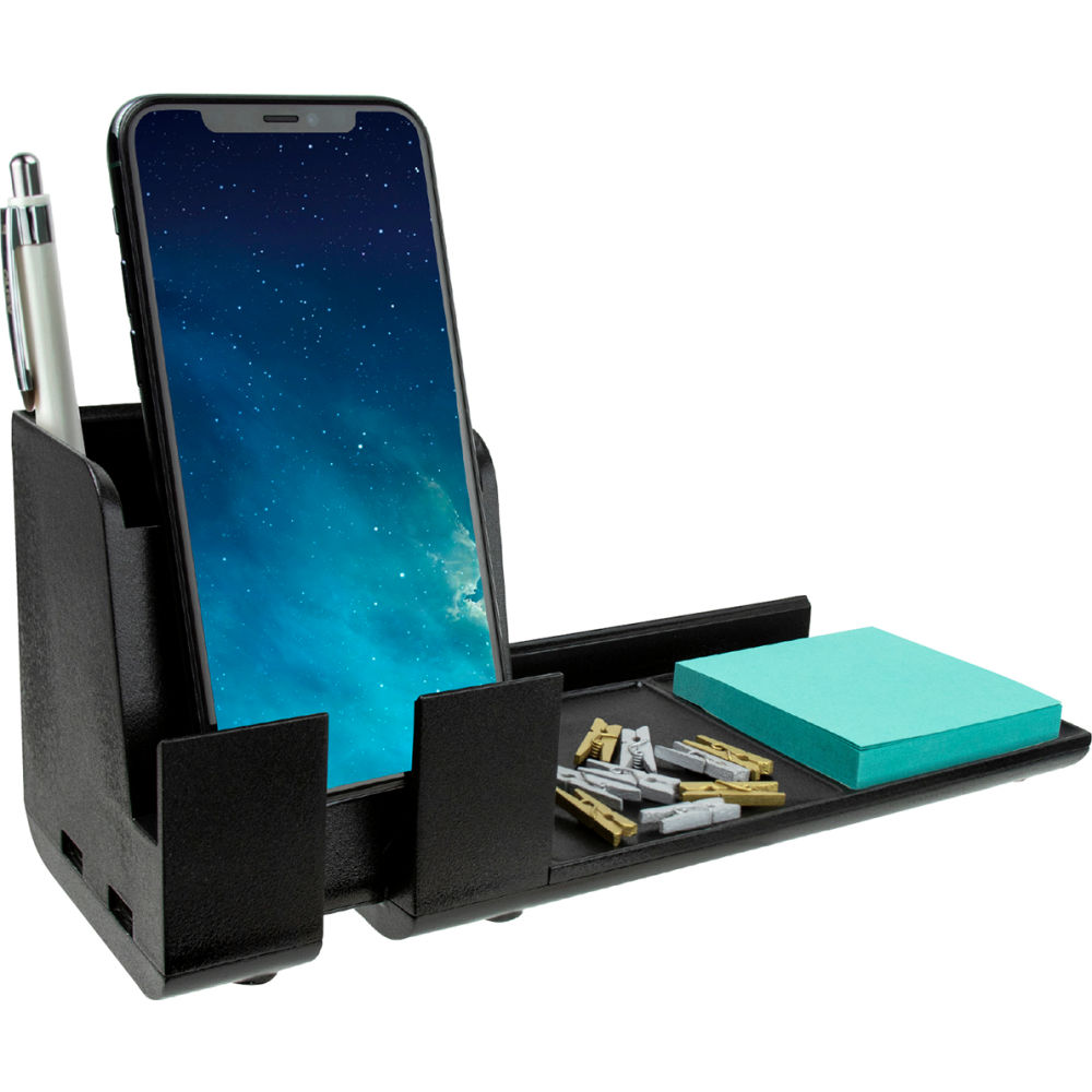 B3085663 Bostitch Office Konnec Desk Organizer Power Base with Phone Stand, Black