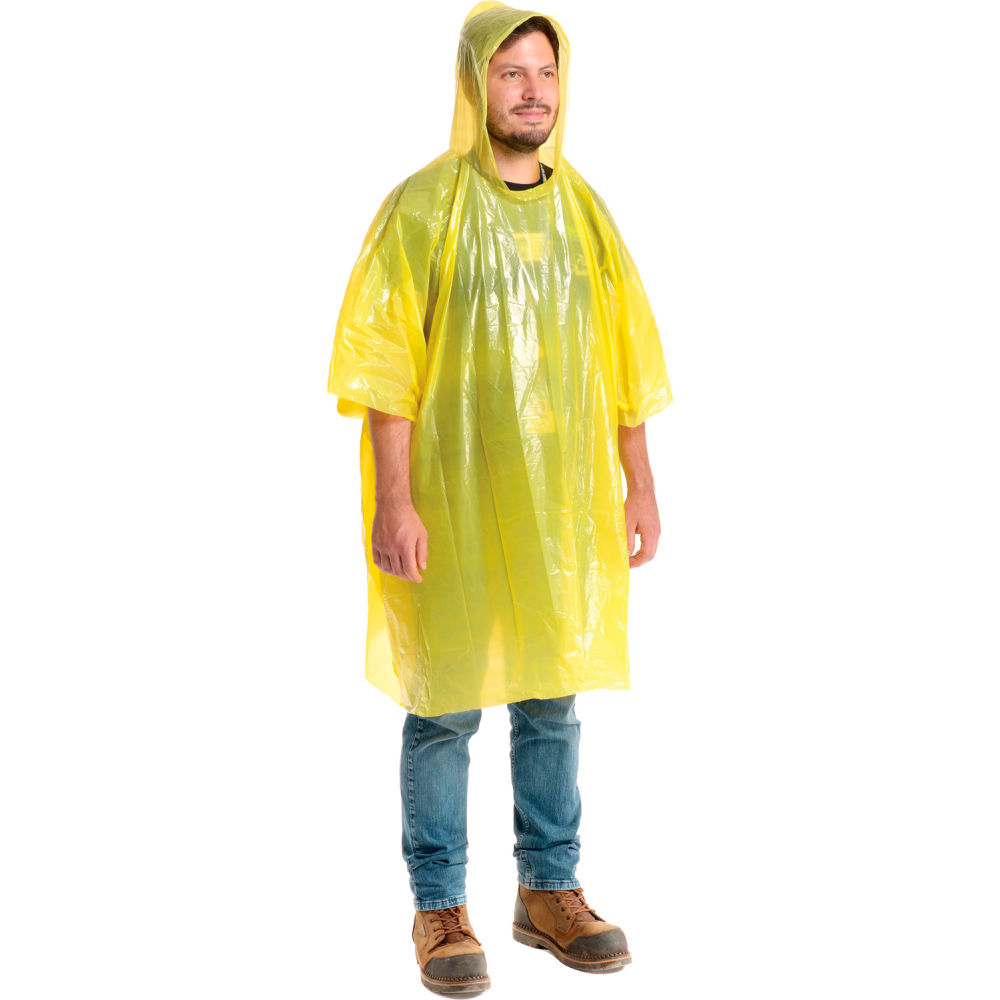 708579YL Disposable Rain Poncho 80 in., Yellow - One Size