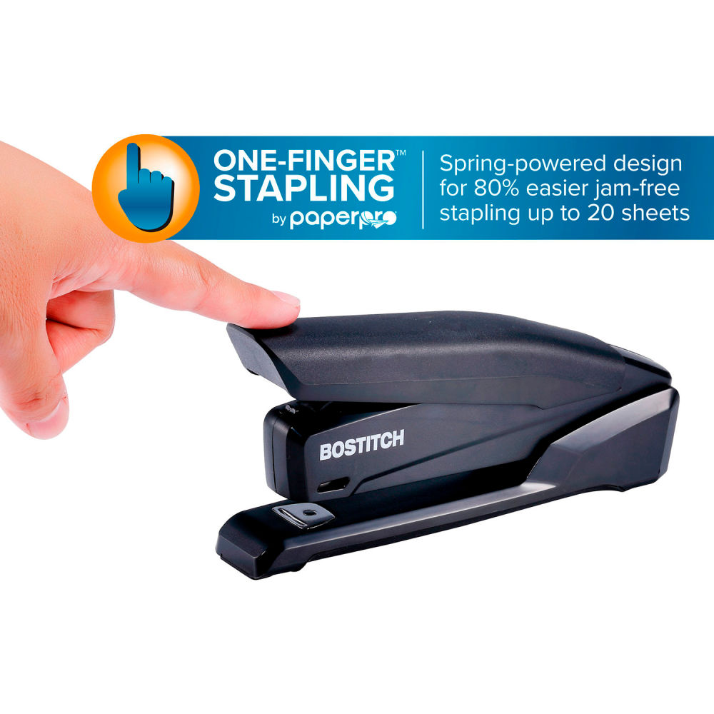 B3085507 Bostitch EZ Squeeze Spring-Powered Ergonomic Stapler, Black