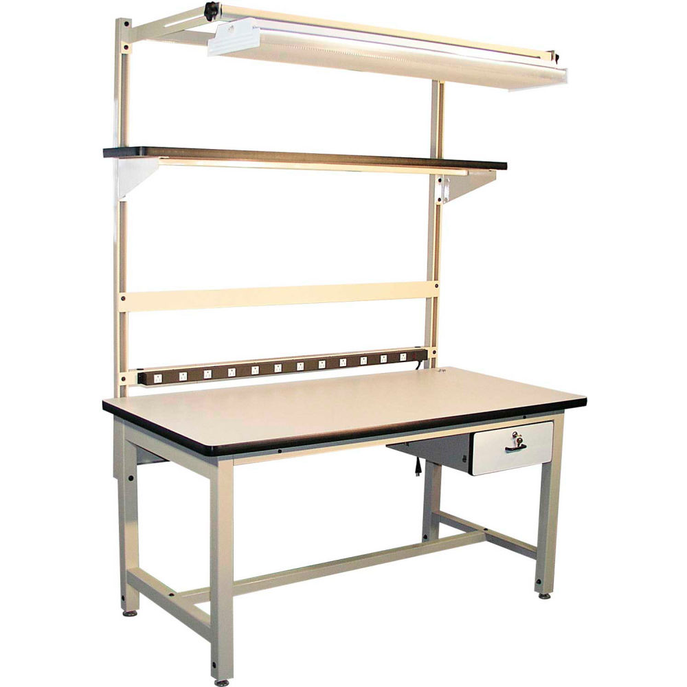 Global Industrial B2334703 72 x 30 in. Plastic Bench-In-A-Box Standard Workbench with Laminate Top, Beige