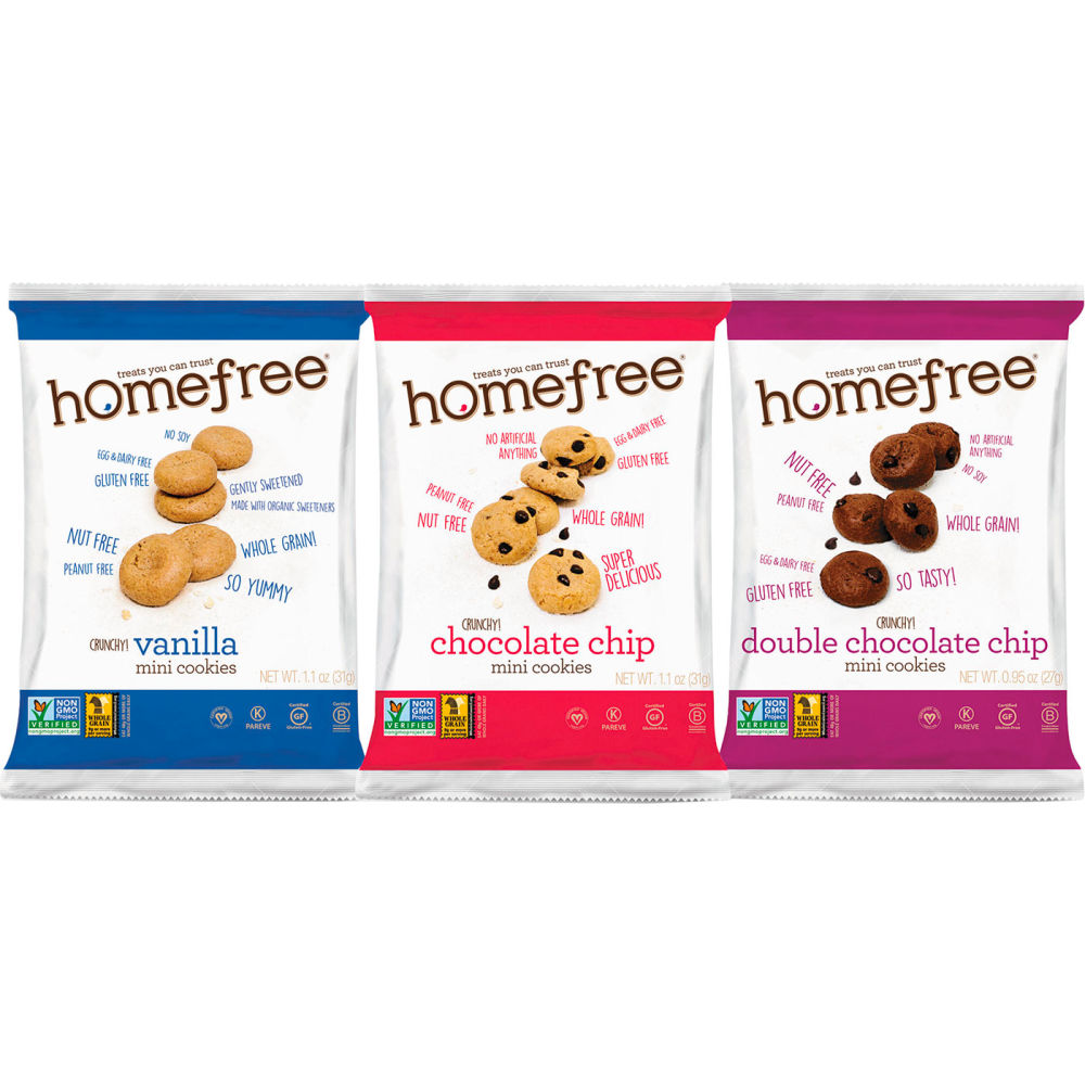 Picture of United Stationers Supply B3130489 Homefree Gluten Free Mini Cookies Variety Pack - 1.1&#44; 0.95 & 1.1 oz - Pack of 210