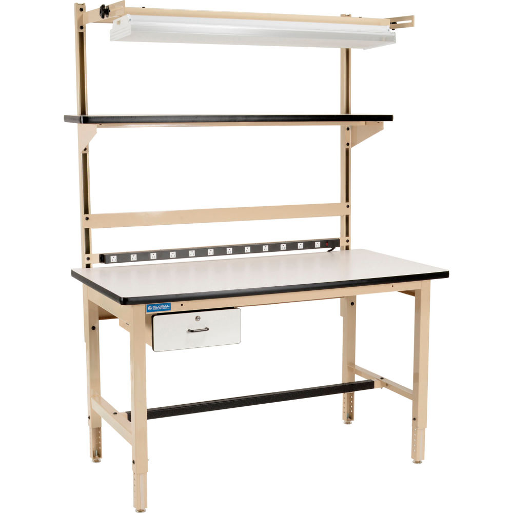 Global Industrial B2334705 60 x 30 in. Plastic Bench-In-A-Box Standard Workbench with Laminate Top, Beige