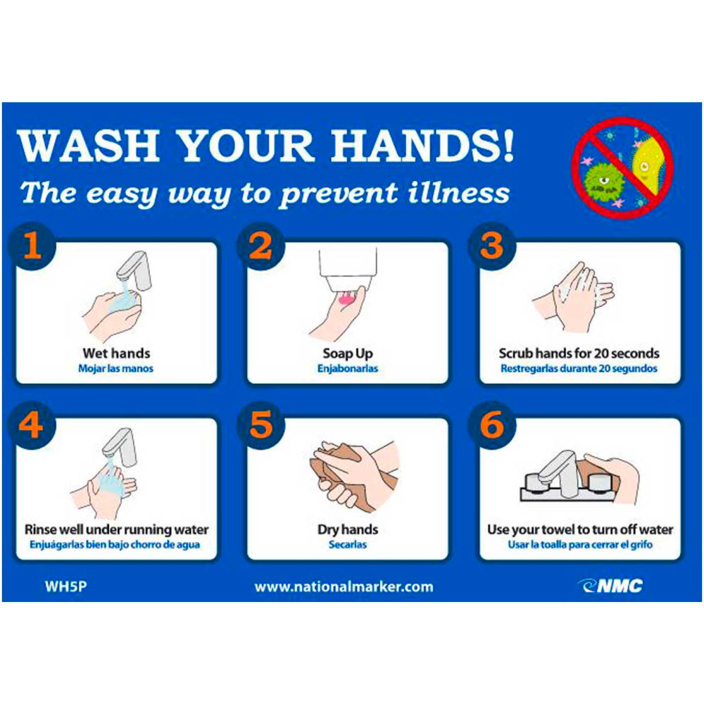 B2354849 Wash Your Hands Sticker - 7 x 14 in. Vinyl Adhesive