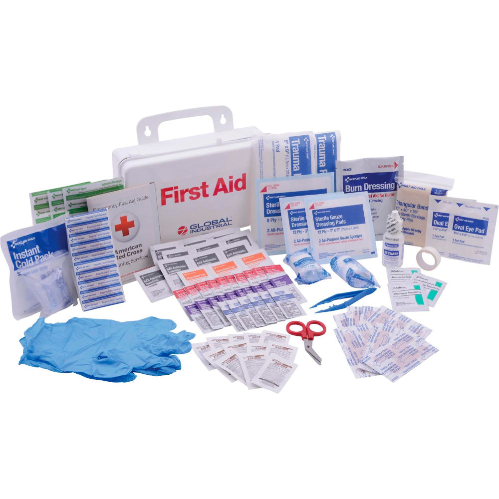 Global Industrial 761288A First Aid Kit 25 Person ANSI Compliant Plastic Case
