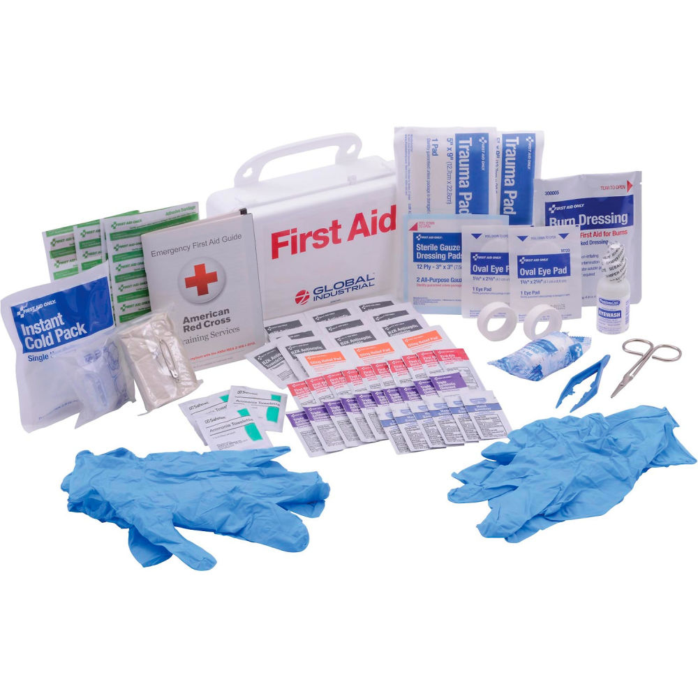 Global Industrial 761287A First Aid Kit 10 Person ANSI Compliant Plastic Case