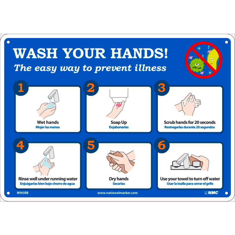 B2354845 Wash Your Hands Sign - 10 x 14 in. Plastic