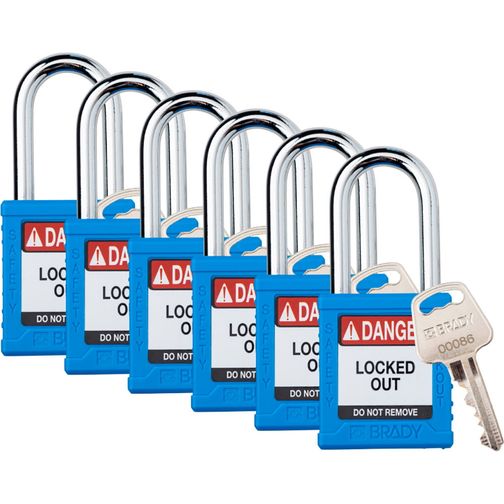 B3113101 Safety Lockout Padlock - Keyed Different 1.5 in. Plastic & Steel, Blue - Pack of 6
