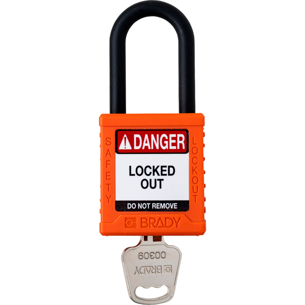 B3113116 Safety Lockout Padlock - Keyed Different 1.5 in. Plastic & Nylon, Orange