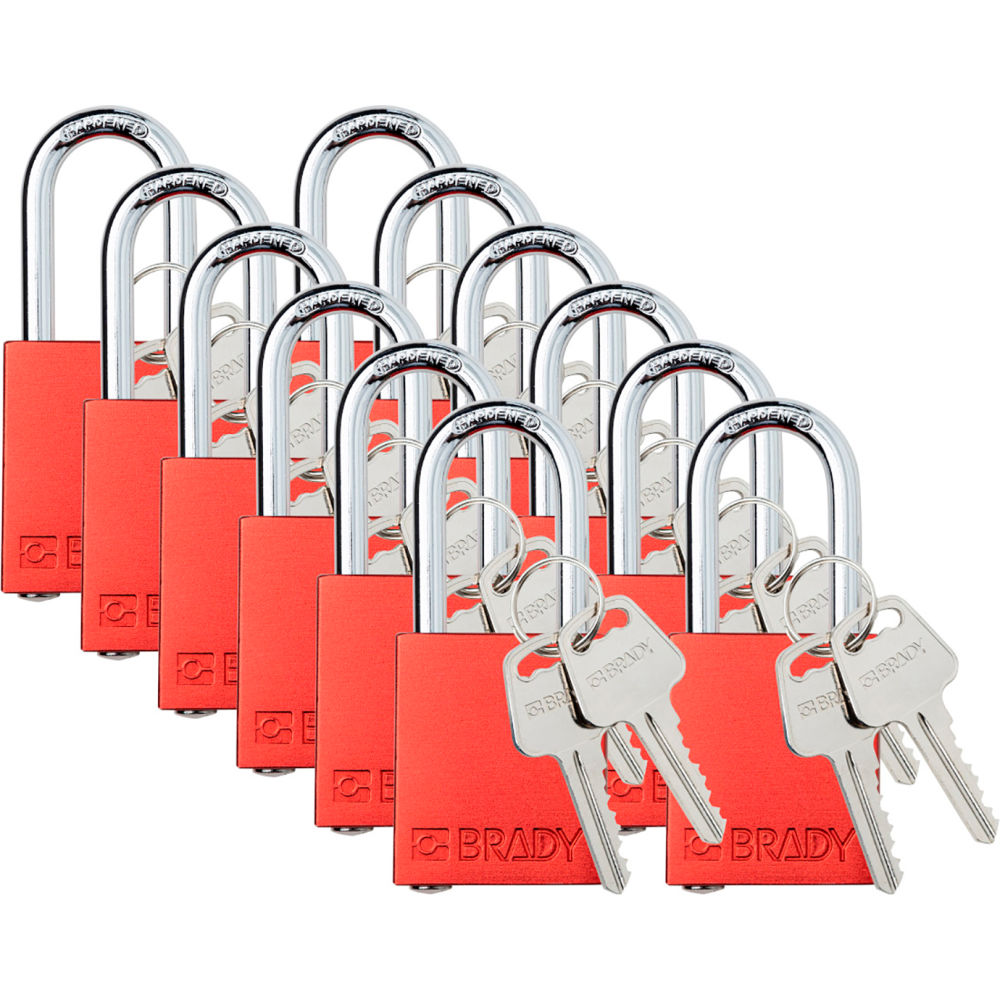 B3113147 Safety Lockout Padlock - Keyed Different 1.5 in. Aluminum & Steel, Red - Pack of 12