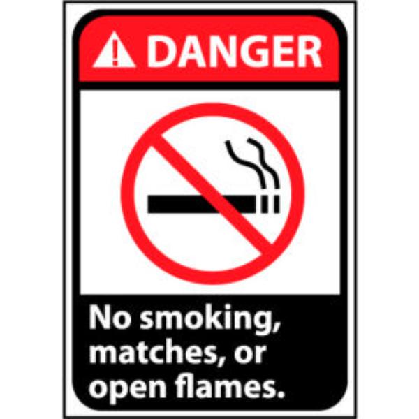 B66846 Danger Sign 10 x 7 in. Rigid Plastic - No Smoking Matches & Open Flames