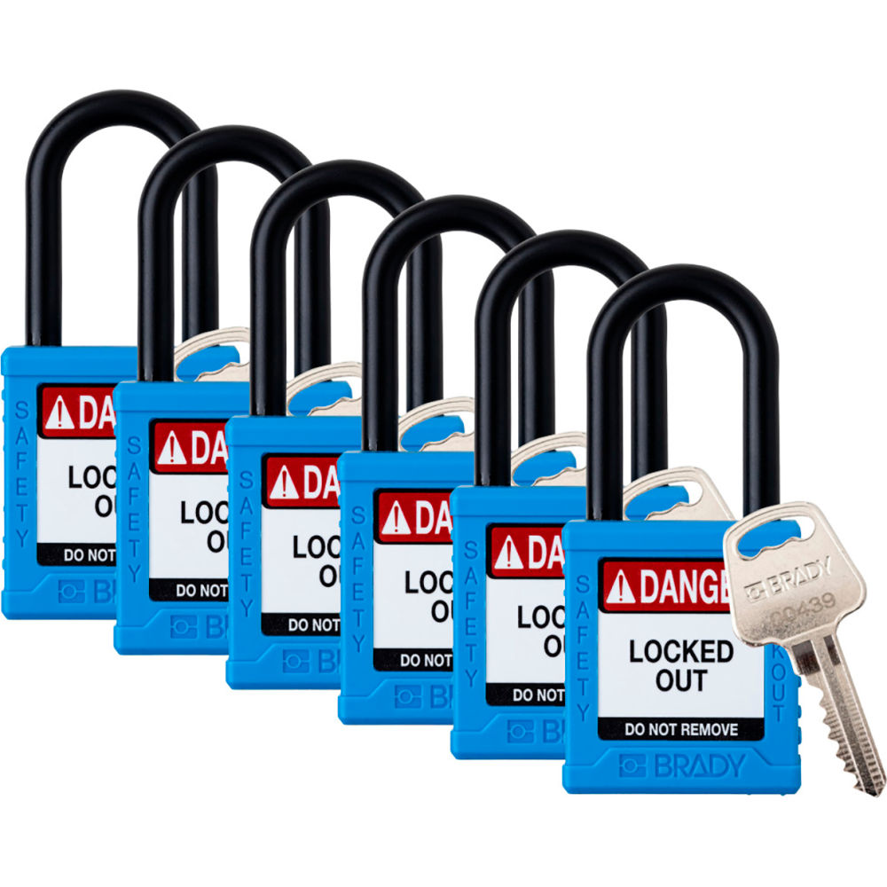 B3113120 Safety Lockout Padlock - Keyed Different 1.5 in. Plastic & Nylon, Blue - Pack of 6