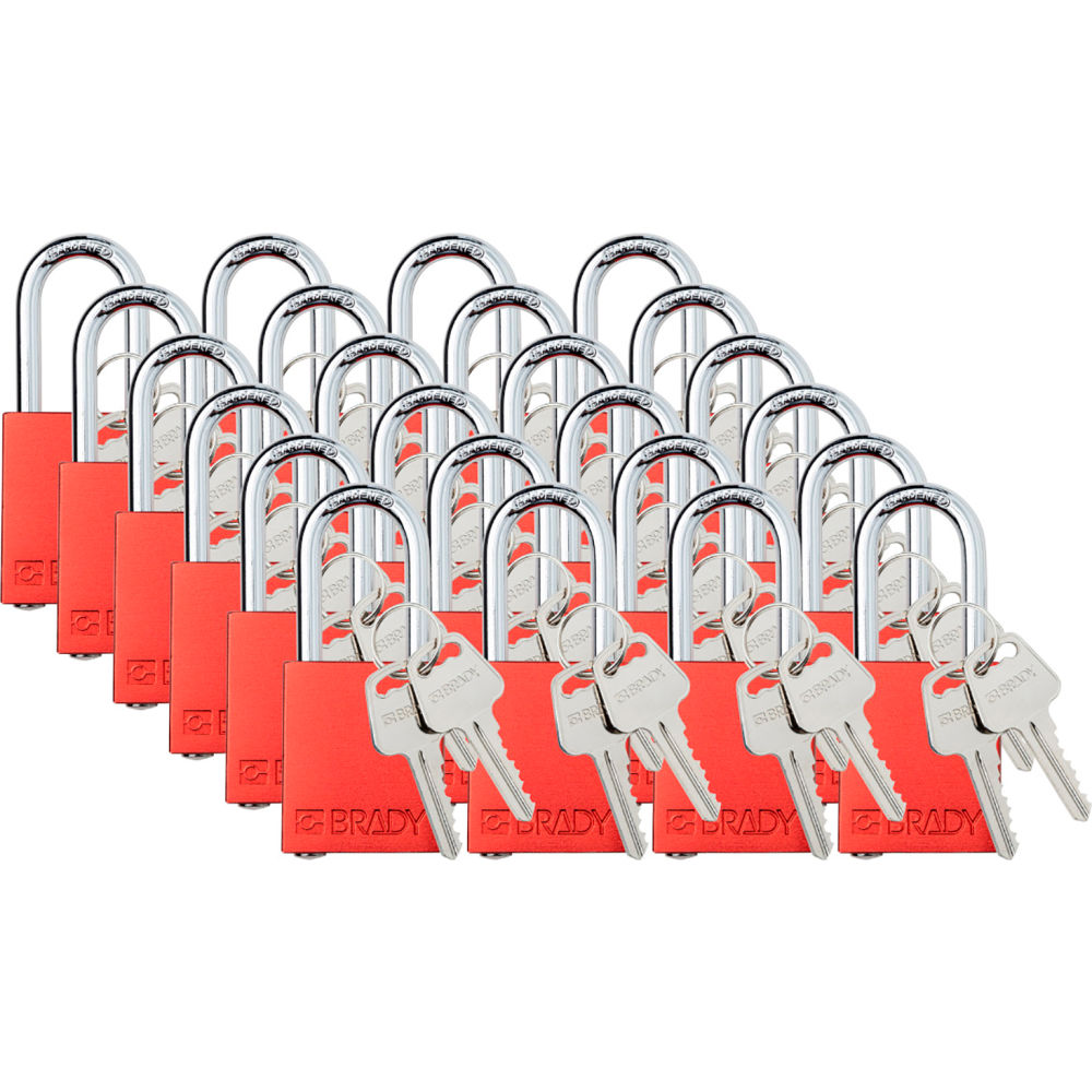 B3113150 Safety Lockout Padlock - Keyed Alike 1.5 in. Aluminum & Steel, Red - Pack of 24