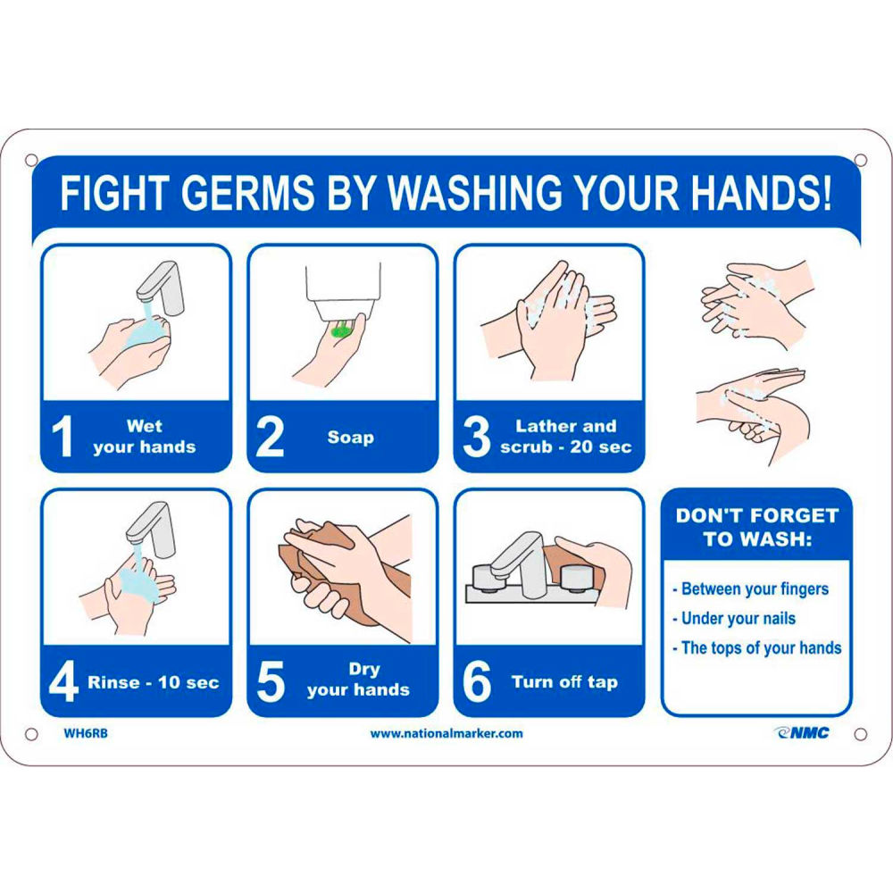 B2354846 Fight Germs by Washing Your Hands Sign 10 x 14 in. Plastic