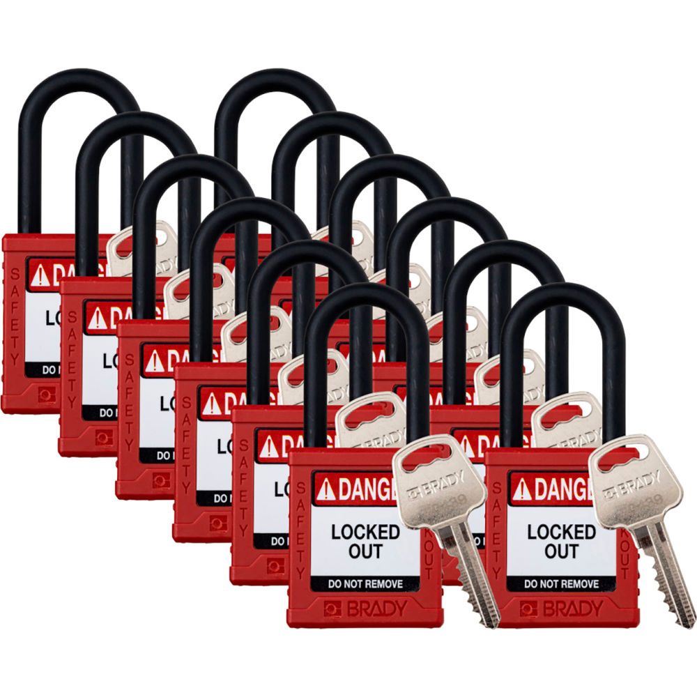 B3113127 Safety Lockout Padlock - Keyed Alike 1.5 in. Plastic & Nylon Red - Pack of 12