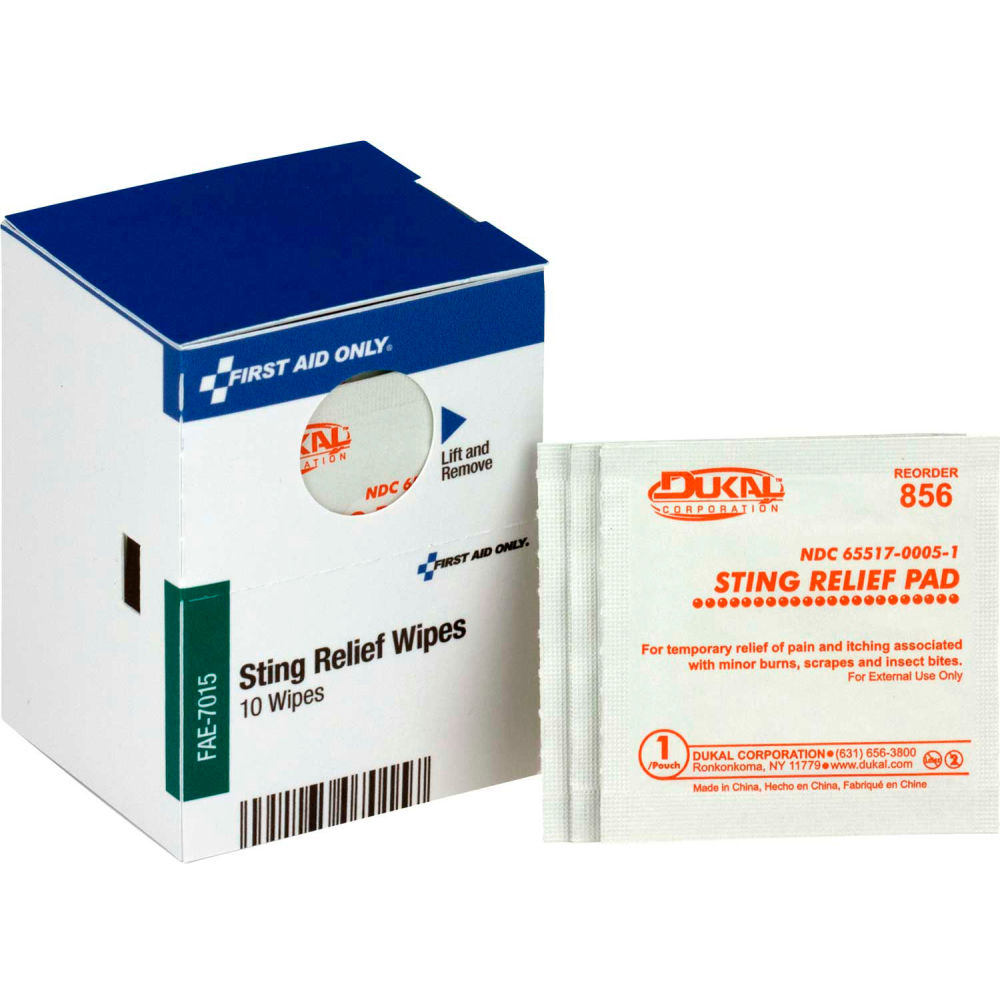 Acme United B2335259 First Aid Only FAE-7015 Smart Compliance Refill Sting Relief Wipes - 10 per Box