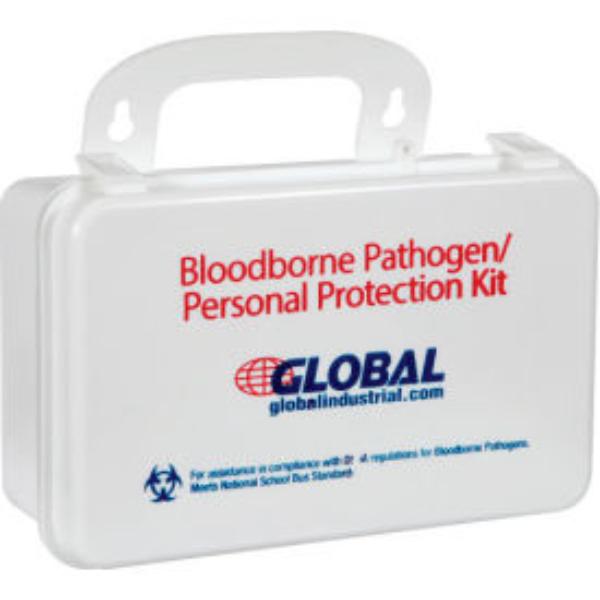 Global Industrial B892445 Small Industrial Bloodborne Pathogens Kit with CPR Mask Weatherproof Case