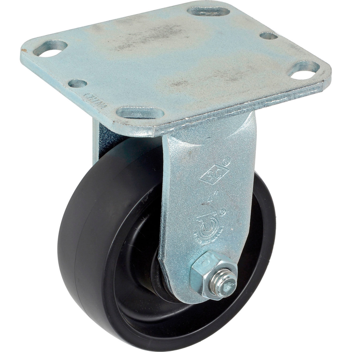 Global Industrial 748305 Heavy Duty Rigid Plate Caster 4 in. Molded Plastic Wheel - 420 lbs