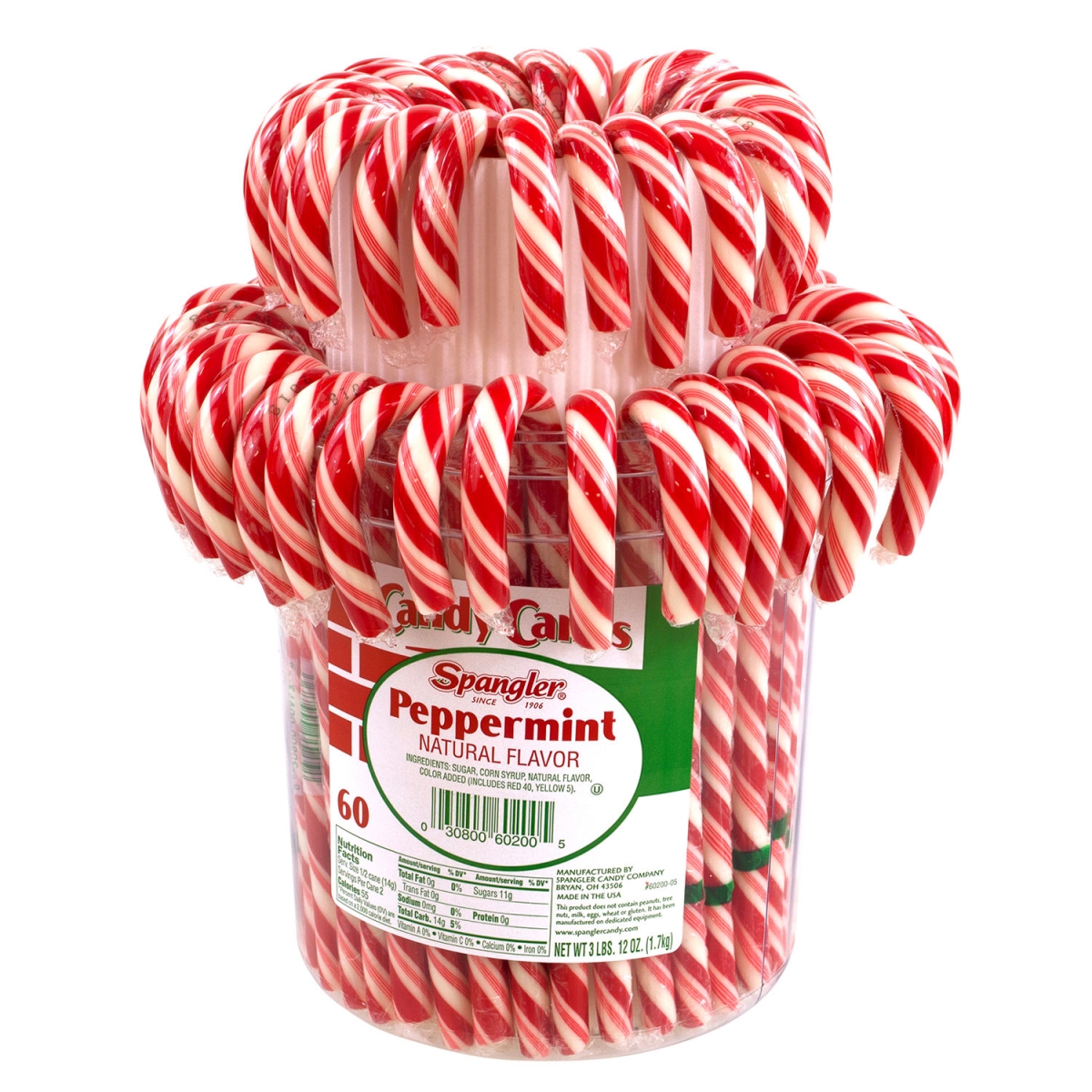 B2946983 Spangler Peppermint Candy Cane Jar - 60 Count