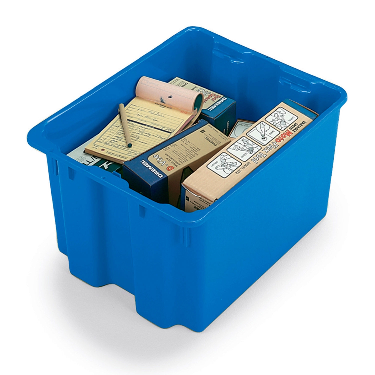 Hang & Stack Storage Bin, Plastic, Blue, 12 1/8 in H, 13 in W, 19 1/2 in L