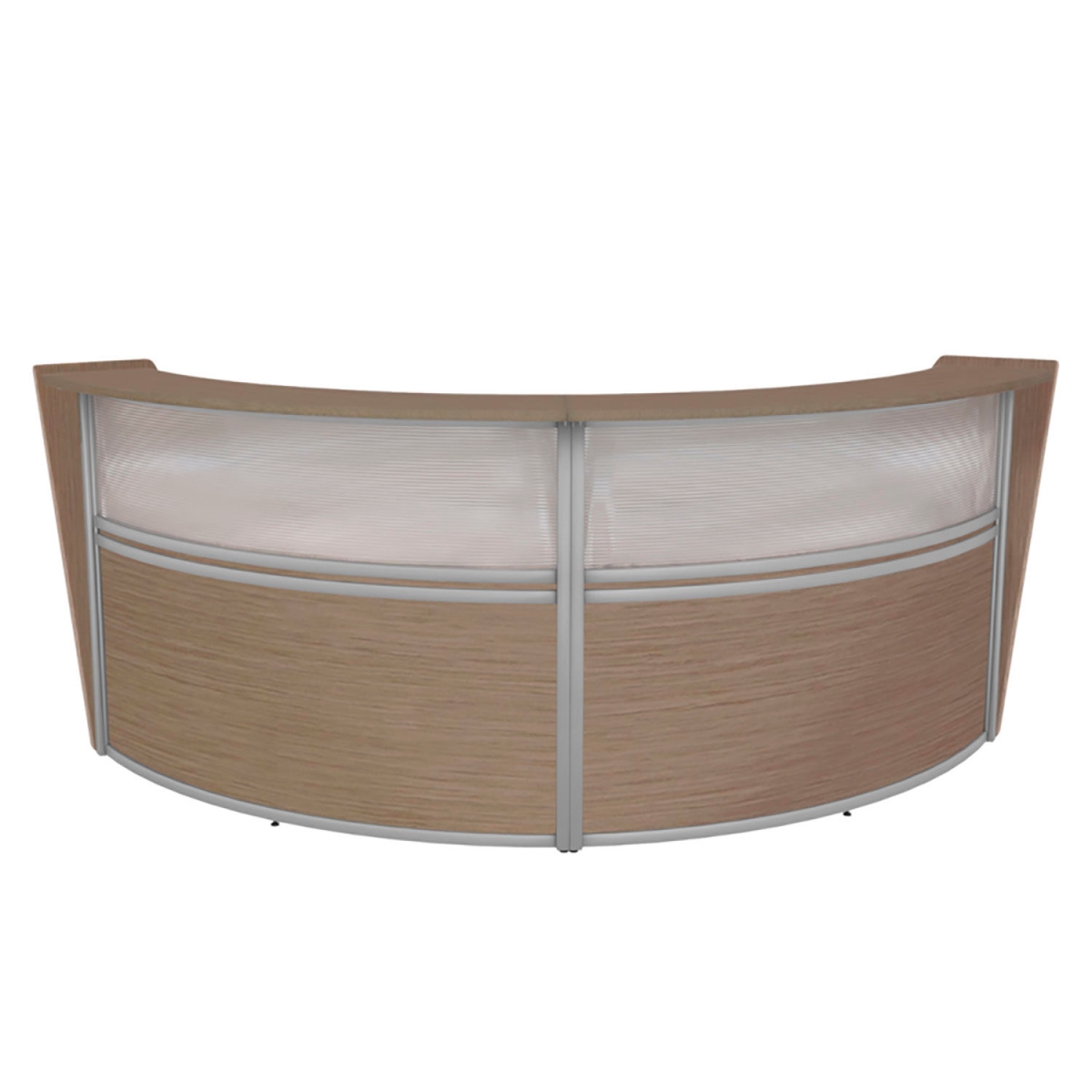 Picture of Regency Seating B3177079 Marque Plexi Double Unit Reception Desk Workstation - 124.5 x 49 x 45.5 in. - Noble Oak