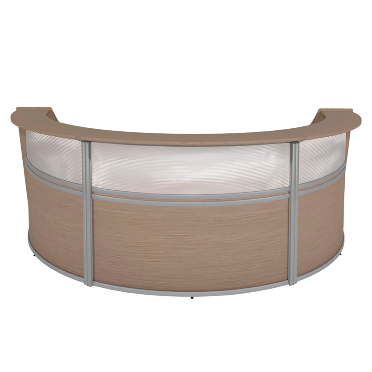 Picture of Regency Seating B3177081 Marque Plexi Triple Unit Reception Desk Workstation - 143.5 x 71 x 45.5 in. - Noble Oak
