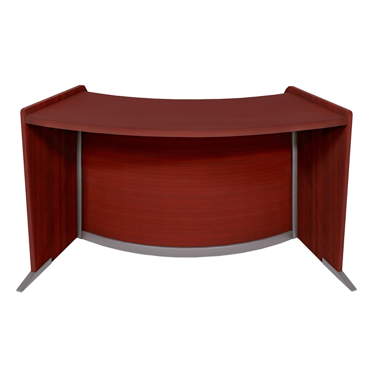 Marque Curved ADA Compliant Reception Station - Mahogany - 62.5 x 25 x 33 in. - Durable Laminate Finish