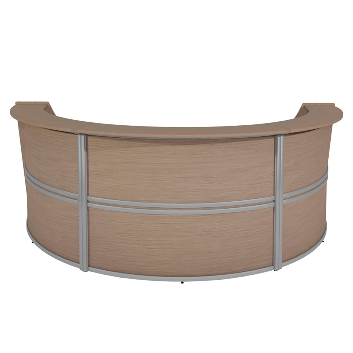 Picture of Regency Seating B3177080 Marque Triple Unit Reception Curved Desk Workstation - 143.5 x 71 x 45.5 in. - Noble Oak