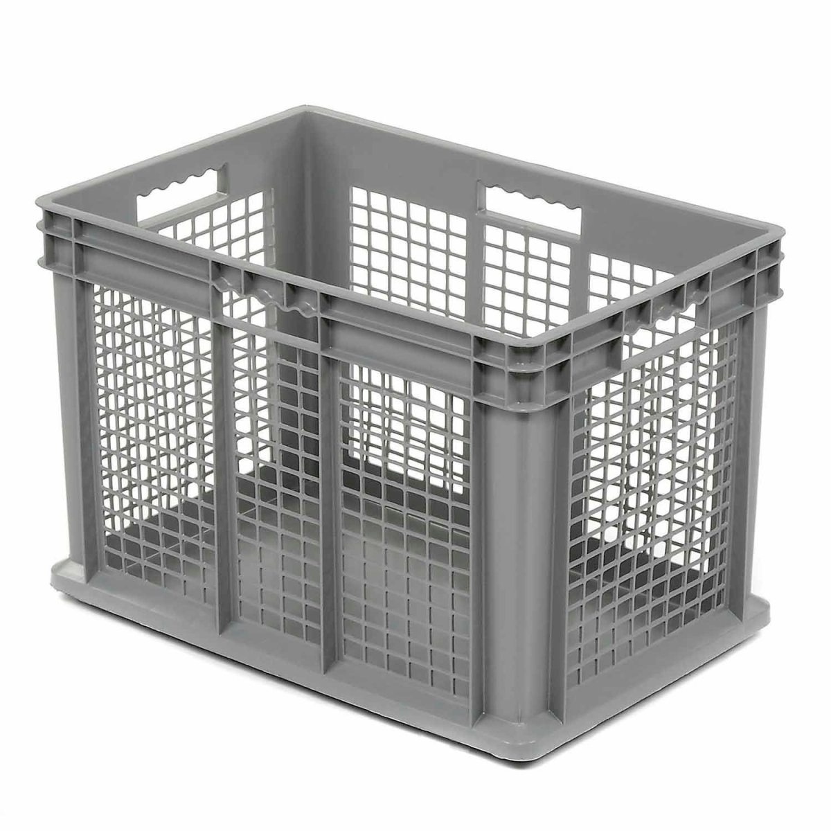 Global Industrial 4566300 Mesh Straight Wall Container Solid Base - 23.75 x 15.75 x 16.125 in. - Gray