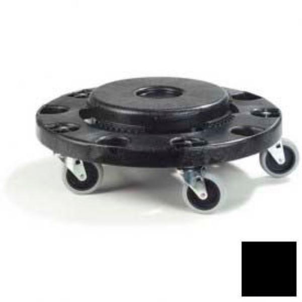 Bronco Round Waste Container Dolly - Black - 20-55 Gallon Capacity - Durable Design