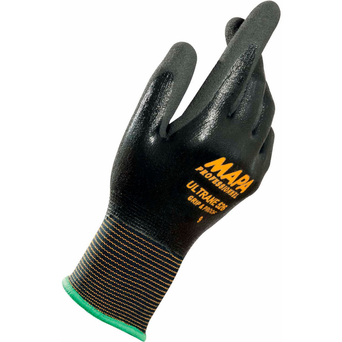B2248227 526411 Ultrane 526 Grip & Proof Nitrile Fully Coated Gloves - Lightweight - Black - Size 11 - Pack of 12