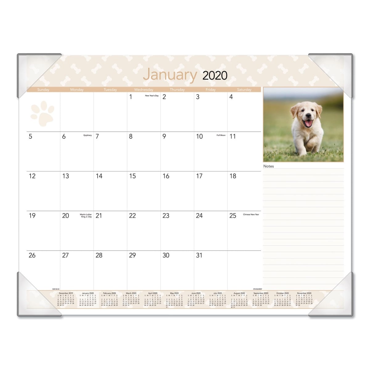 B1601656 22 x 17 in. Monthly Desk Pad Calendar - Puppies Photography - Jan to Dec - 2025 - White