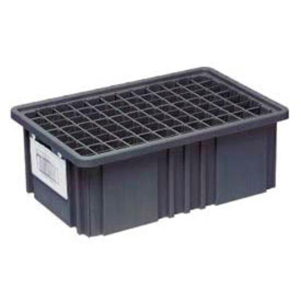 334207 Plastic Conductive Dividable Grid Container - 16.5 x 10.875 x 8 in. - Black