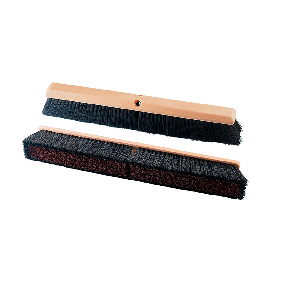 B2511966 24 in. Milwaukee Dustless All-Purpose Polypropylene Push Broom with Stiff Center & Fine Border Bristles - Brown
