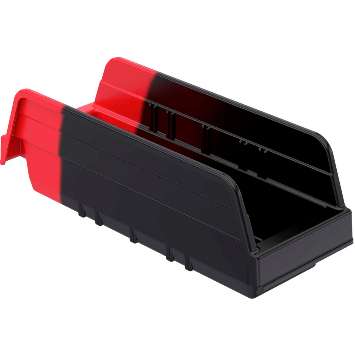 B1893875 Indicator 36442BLKRED Two Tone Double Hopper Shelf Bin - 4.25 x 11.625 x 4 in. - Black