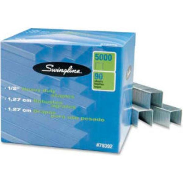 B844249 Standard Heavy Duty Staples - 0.5 in. Leg Length - 100 Per Strip - 5000 per Box - Silver