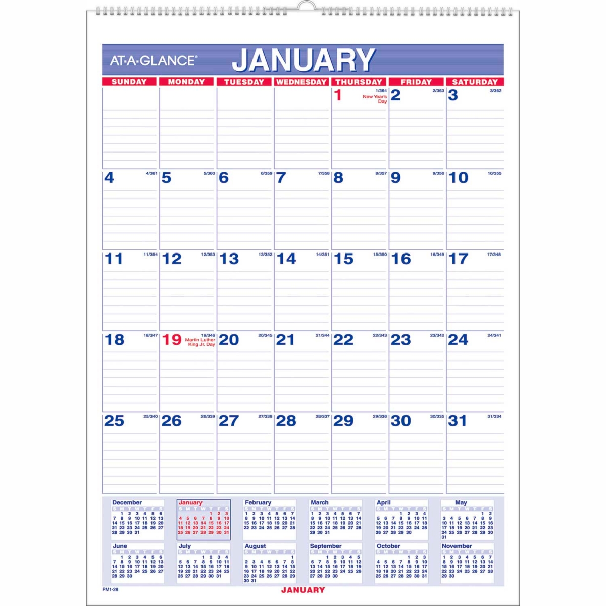 B1250159 Monthly Wall Calendar with Ruled Daily Blocks - 8 x 11 in. - January to December - 2025