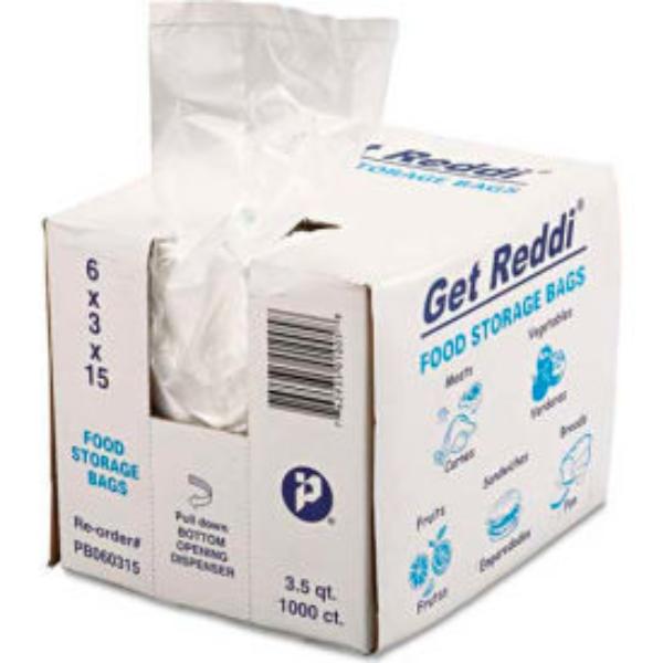 Picture of United Stationers Supply B1505514 Inteplast Group Get Reddi Poly Food Bags - 3.5 qt. - 6 x 15 in. - Clear - Pack of 1000