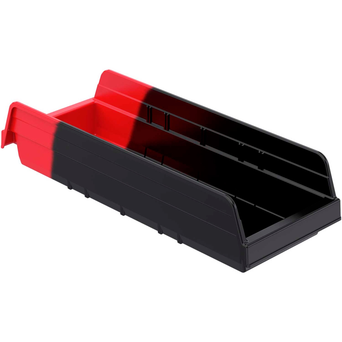 B1893812 Indicator 36468BLKRED Two Tone Double Hopper Shelf Bin - 6.625 x 17.875 x 4 in. - Black