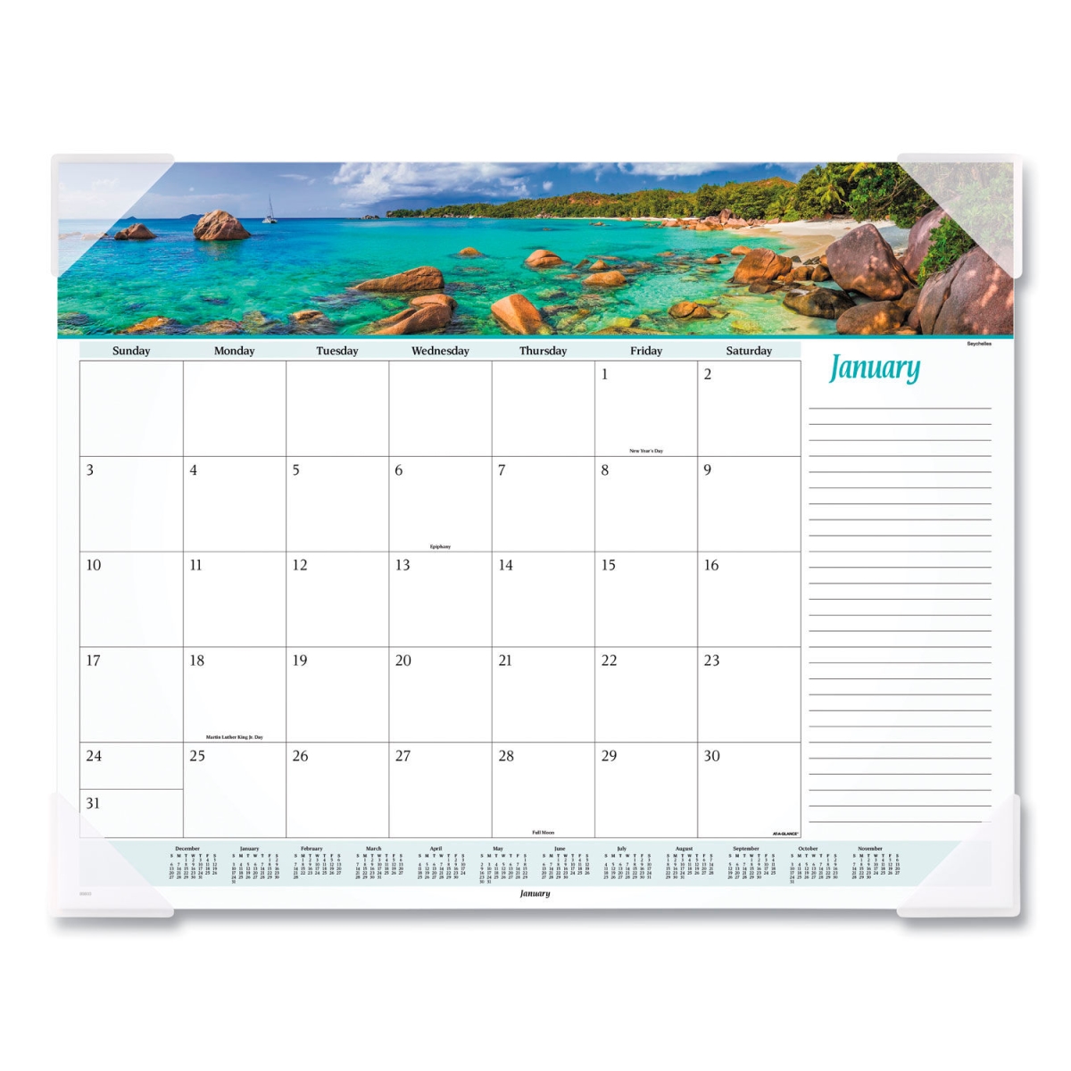 B1601668 22 x 17 in. Seascape Panoramic Desk Pad - Clear Corners - Jan-Dec - 2025 - White