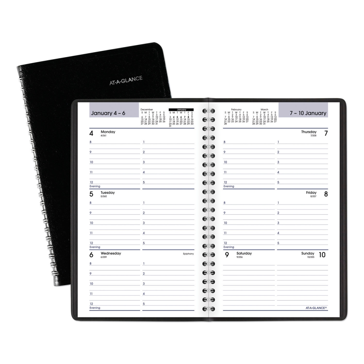 B1250169 DayMinder Block Format Weekly Appointment Book - 8.5 x 5.5 in. - January to December - 2025 - Black