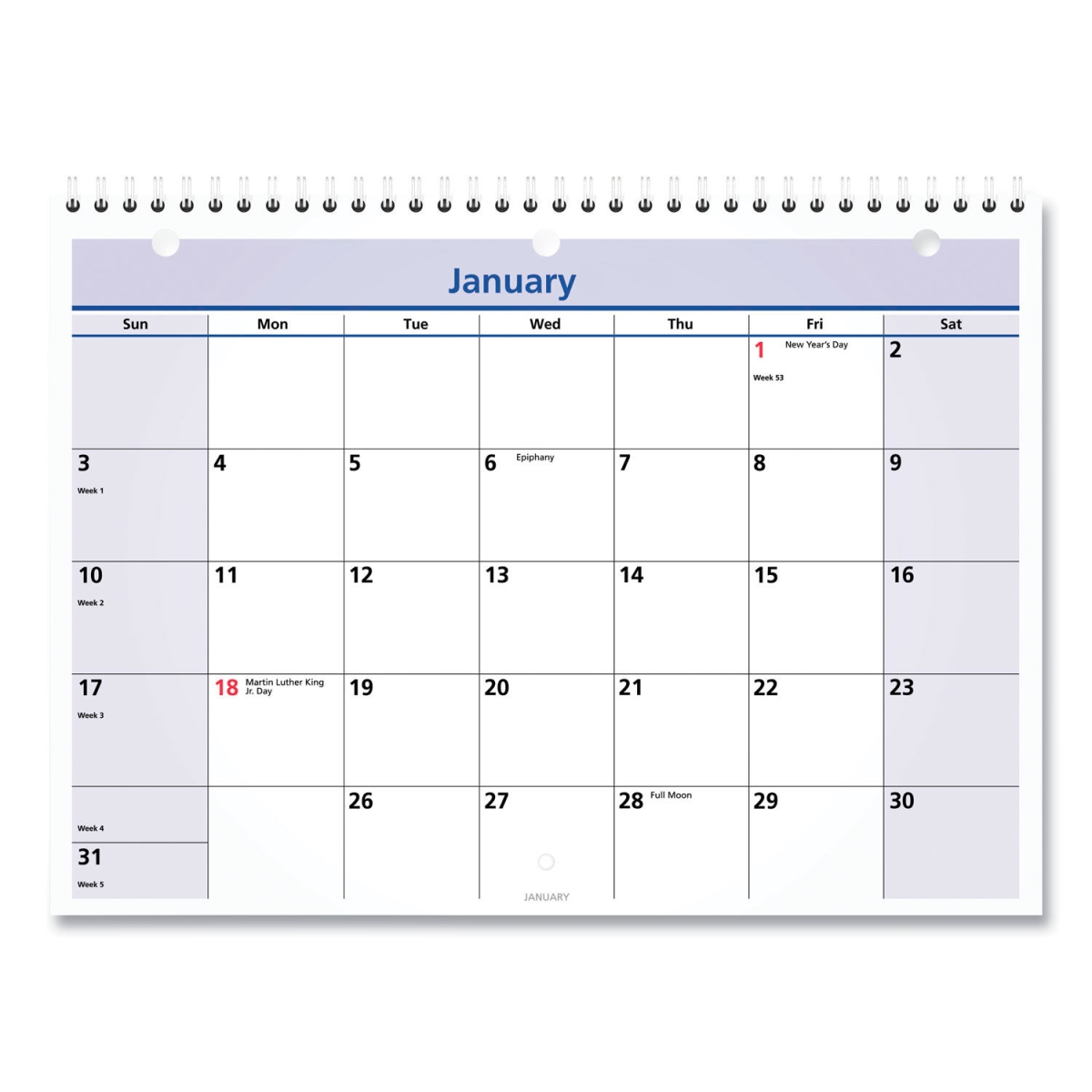 B1250164 11 x 8 in. Quick Notes Desk & Wall Calendar - 3-Hole Punched - Jan to Dec - 2025 - Blue